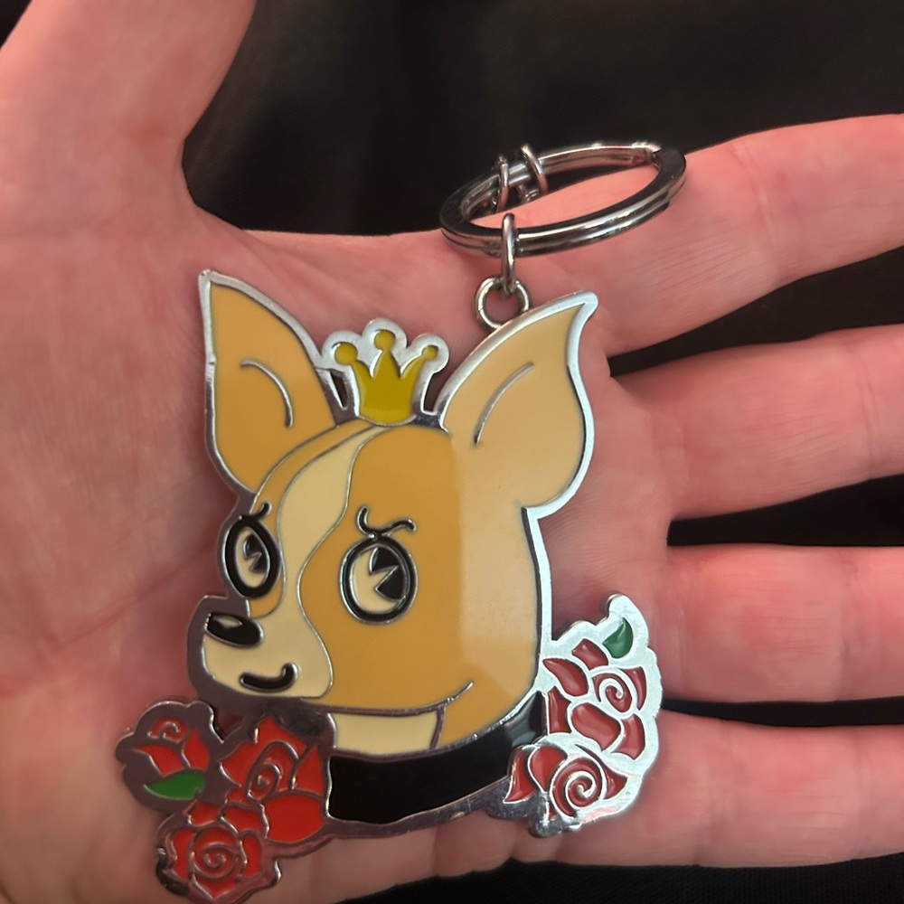 Cute Dog Keychain with Roses